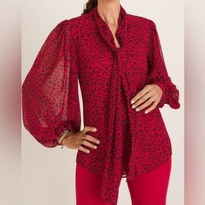 Chico's Red Leopard Print Blouse